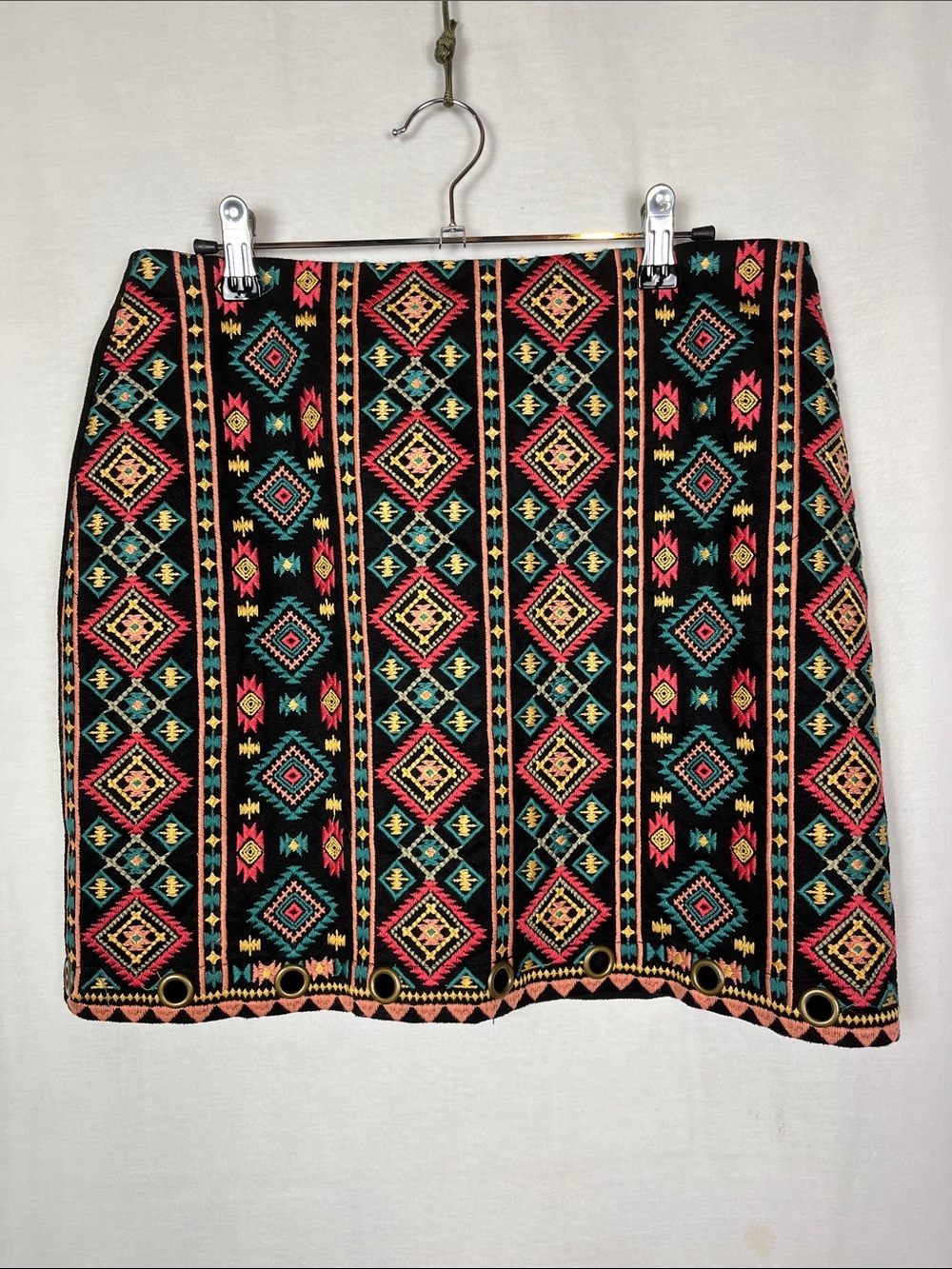 Savannah Jane Black Boho Aztec Mini Skirt